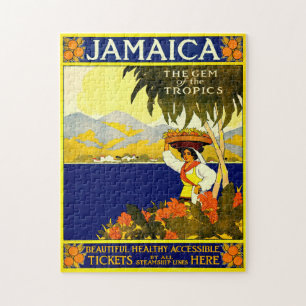 Retro Travel Poster Jamaica. Jigsaw Puzzle
