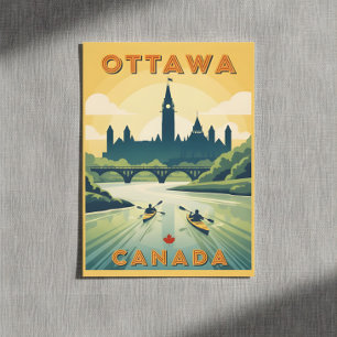 Retro travel poster of Ottawa Canada Postcard