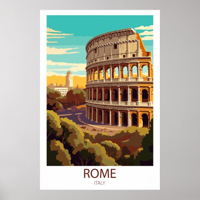 Retro Travel Rome Italy Destination Wall Art (Front)