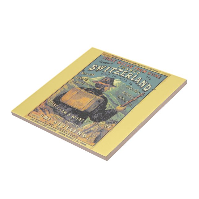 Retro Travelers Guide to Switzerland Cover Artwork Ceramic Tile (Side)