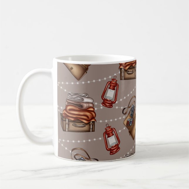 Retro Traveller & Cameraman Essentials Coffee Mug (Left)