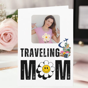 Retro Travelling Mum Cute Fun Travel Photo Custom  Card