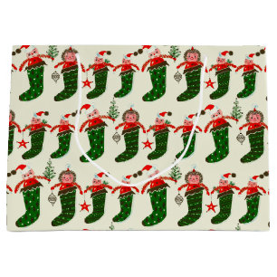Retro Treasures Christmas Stockings Large Gift Bag