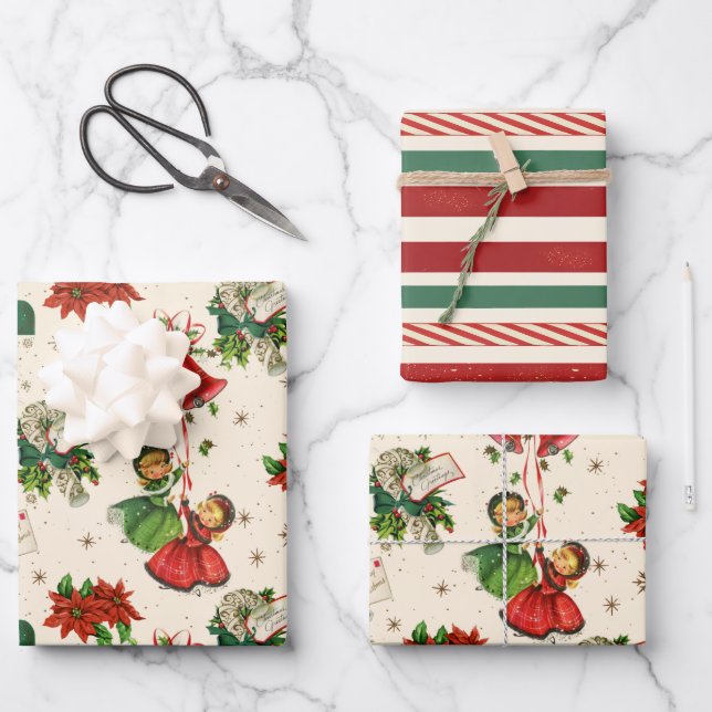 Retro Treasures Christmas  Wrapping Paper Sheet (Front)