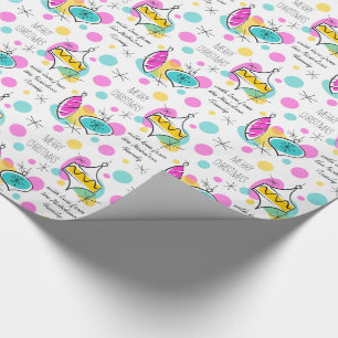 Retro Tree Baubles 2 Text wrapping paper