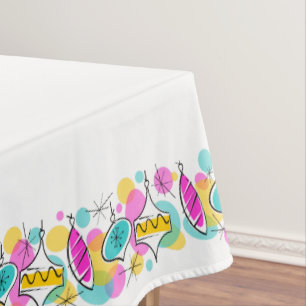 Retro Tree Baubles border tablecloth 50x72
