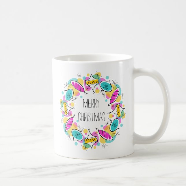 Retro Tree Baubles Circle Christmas mug (Right)