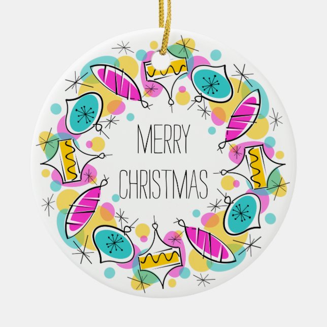 Retro Tree Baubles Circle Christmas ornament round (Front)