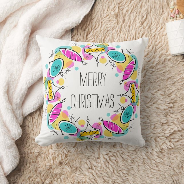 Retro Tree Baubles Circle Christmas square Cushion (Blanket)