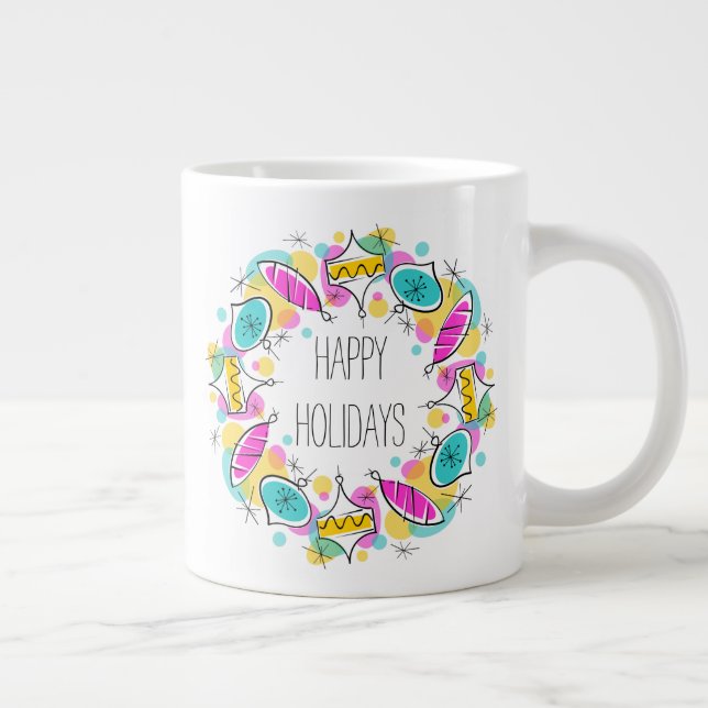 Retro Tree Baubles Circle Holidays mug jumbo (Right)