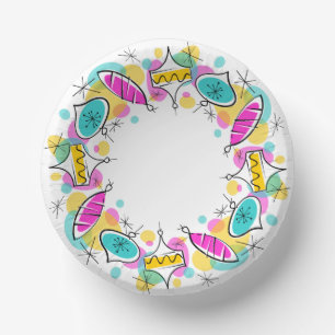 Retro Tree Baubles Circle Paper Plate