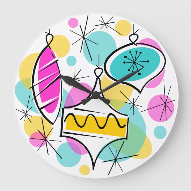 Retro Tree Baubles clock (Front)