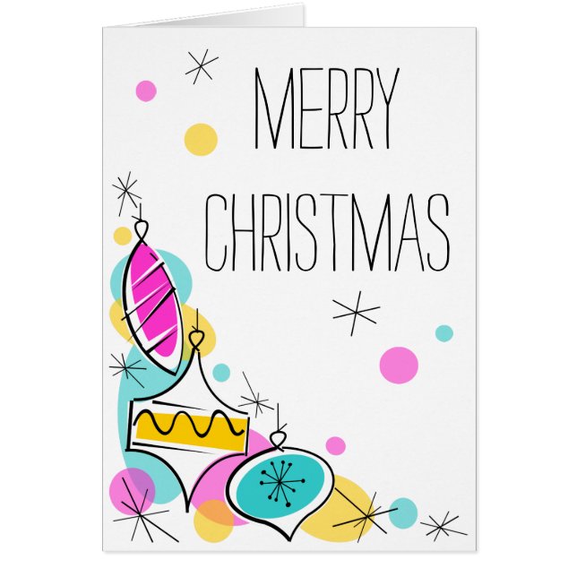 Retro Tree Baubles Corner Christmas text vertical (Front)