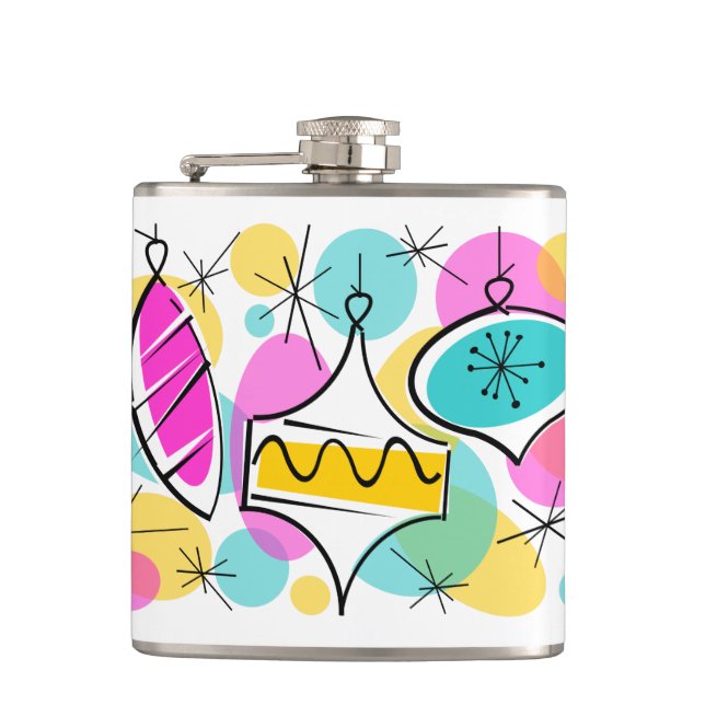 Retro Tree Baubles flask (Front)