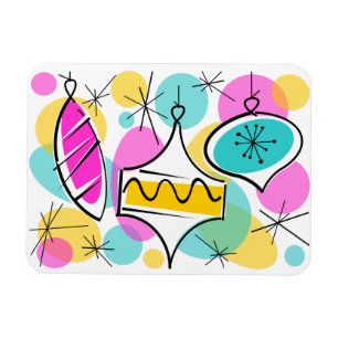 Retro Tree Baubles flexible magnet