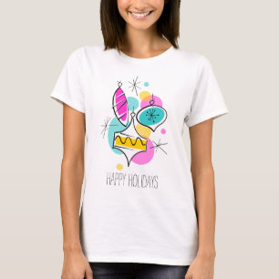 Retro Tree Baubles Group Happy Holidays t-shirt