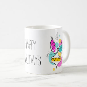 Retro Tree Baubles Group Holidays Christmas mug