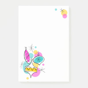 Retro Tree Baubles Group post-it notes vertical