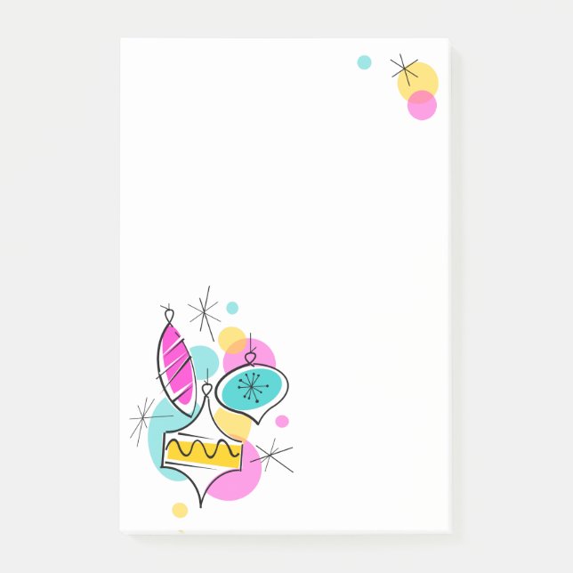 Retro Tree Baubles Group post-it notes vertical (Front)