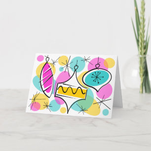 Retro Tree Baubles inside text card