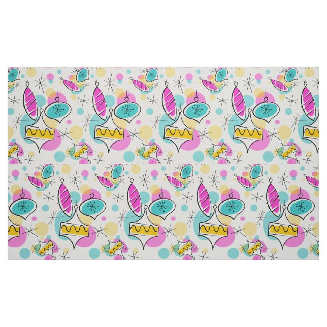 Retro Tree Baubles large pattern Fabric (Fat Quarter)