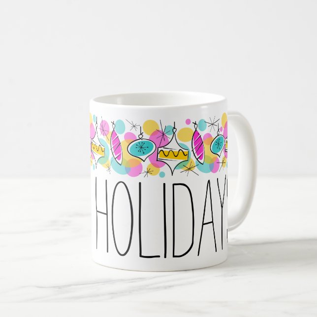 Retro Tree Baubles Line Holidays mug (Front Right)
