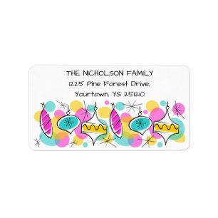 Retro Tree Baubles Line label medium