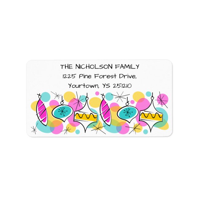 Retro Tree Baubles Line label medium (Front)