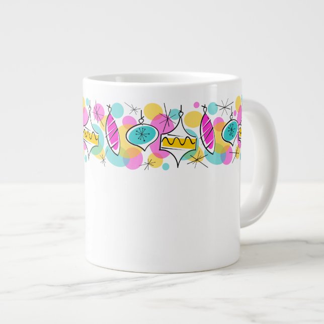 Retro Tree Baubles Line mug jumbo (Front Right)
