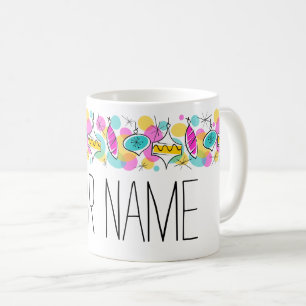 Retro Tree Baubles Line Name mug