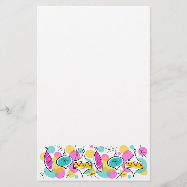 Retro Tree Baubles Line stationery (Front)