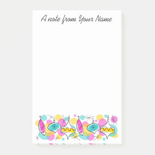 Retro Tree Baubles Line Text vertical Post-it Notes