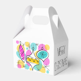 Retro Tree Baubles Merry Christmas gable Favour Box