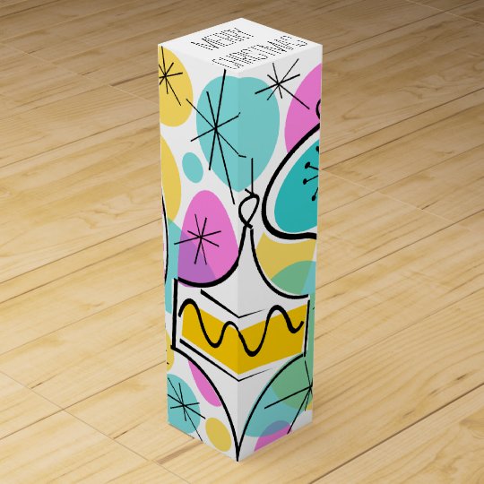 Retro Tree Baubles Merry Christmas top wine box
