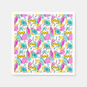 Retro Tree Baubles Multi 360 paper napkin