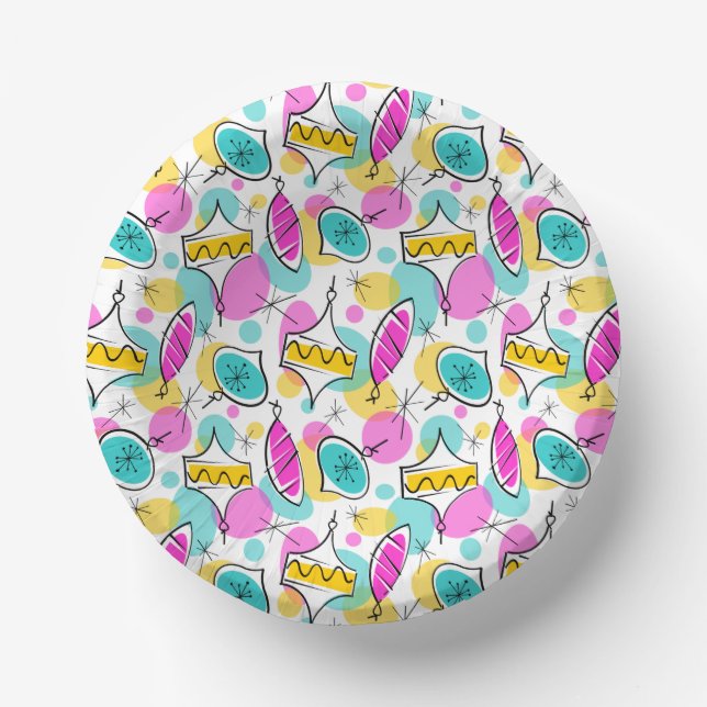 Retro Tree Baubles Multi 360  Paper Plate (Front)