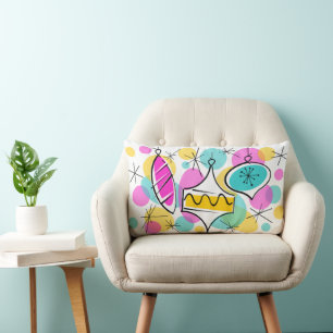 Retro Tree Baubles multi back throw pillow lumbar