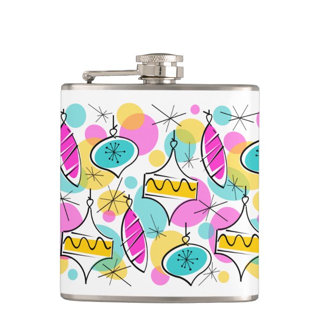 Retro Tree Baubles Multi flask (Front)