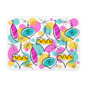 Retro Tree Baubles Multi flexible magnet
