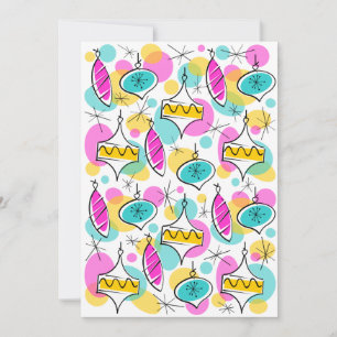 Retro Tree Baubles Multi invitation vertical