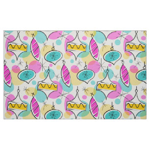 Retro Tree Baubles Multi large pattern Fabric