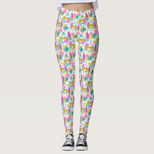 Retro Tree Baubles Multi leggings (Front)