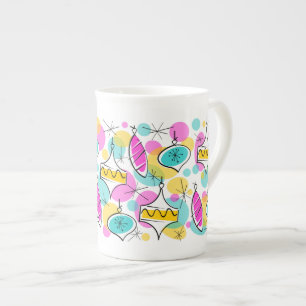 Retro Tree Baubles Multi mug bone china