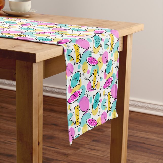 Retro Tree Baubles Multi table runner (In Situ)