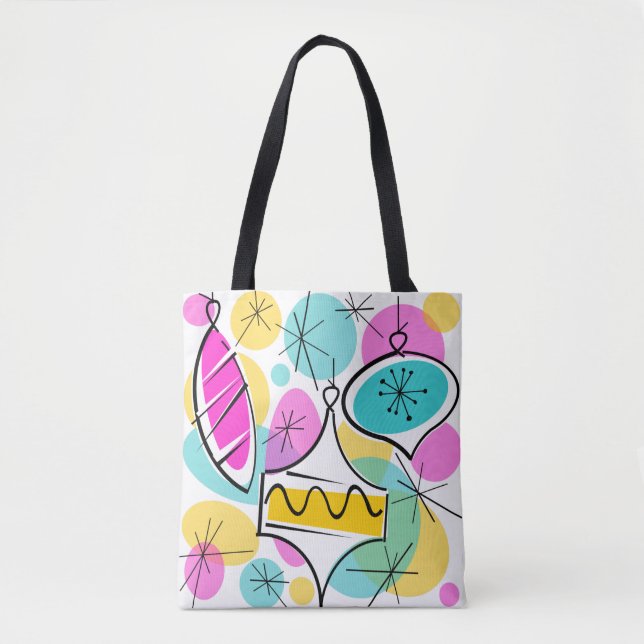 Retro Tree Baubles tote bag multi back (Front)