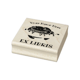 Retro Tree Frog Ex Libris Bookplate Rubber Stamp