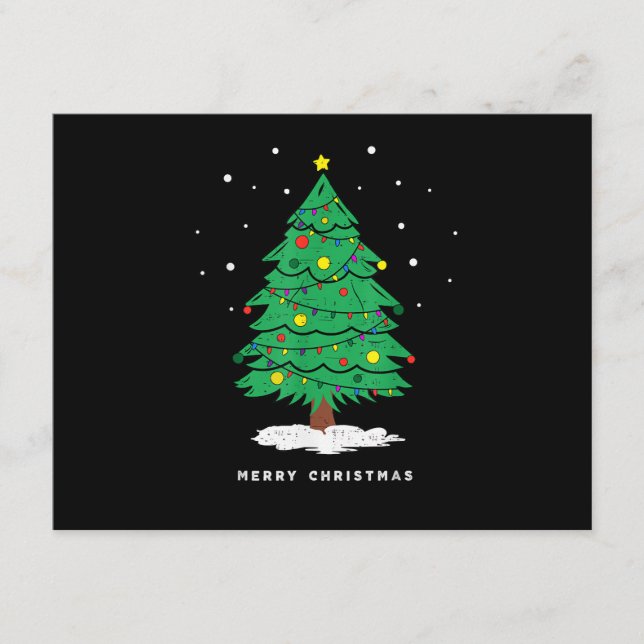 Retro Tree Merry Christmas Tree Lights Enclosure Card (Front)