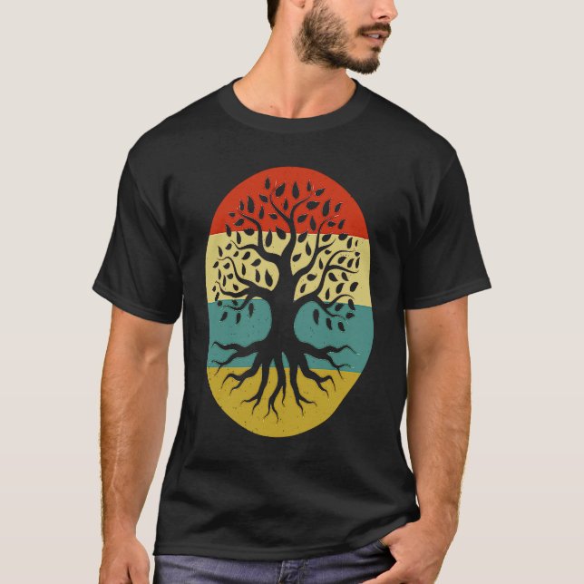 Retro Tree of Life Vintage Earth T-Shirt (Front)