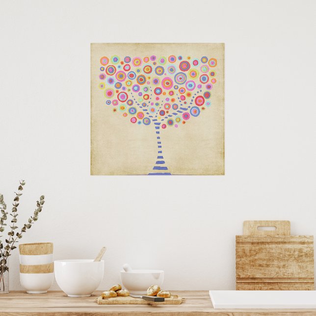 Retro Tree Personalised Name Room Wall Poster (Kitchen)