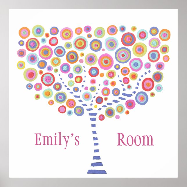 Retro Tree Personalised Name X LARGE Wall Poster (Front)